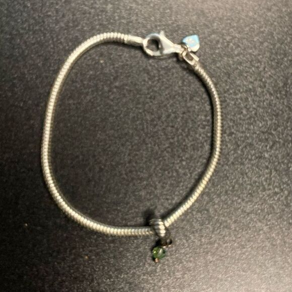 Charm Bracelet 925 silver Italian with peridot charm Makers mark MG￼ - Picture 1 of 6